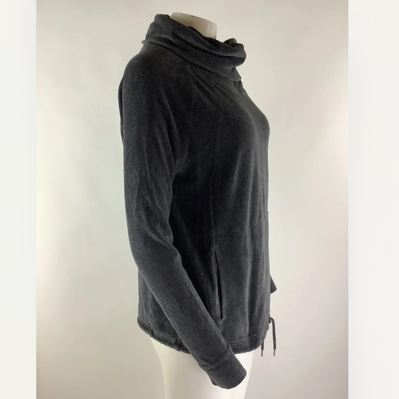 Athleta Sz S Velour Cowlneck Sweatshirt Gray Cotton Nylon Pullover Style - Picture 4 of 7